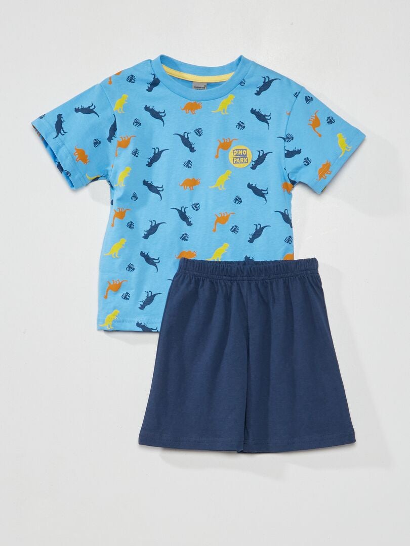 Pijama corto de punto - 2 piezas - azul