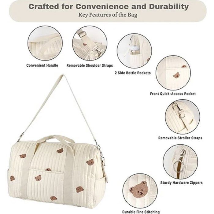 Bolso cambiador, bolso de hombro, bolso de lactancia, regalo para baby shower, tamaño XL, oso beige.