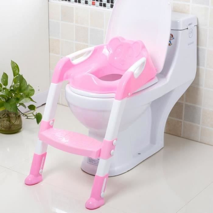 TEMPSA Toilet Seat Reducer for Children and Babies, Foldable Training Stool, Pink