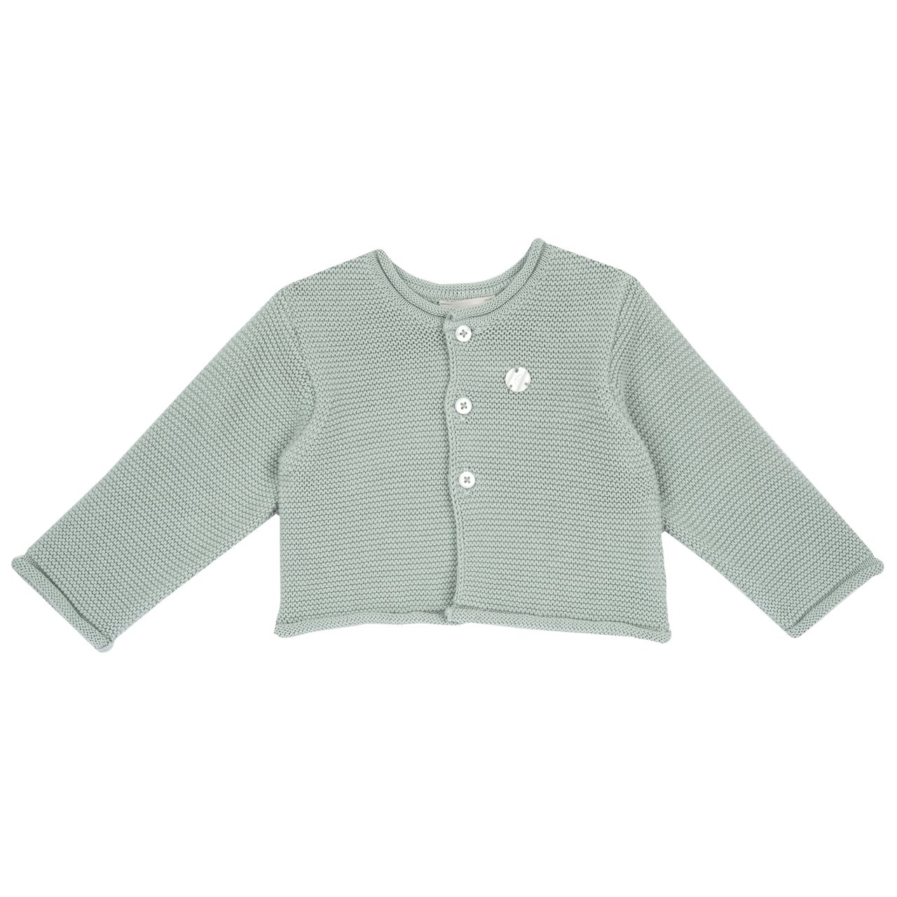 Grüner Strickpullover mit Knöpfen