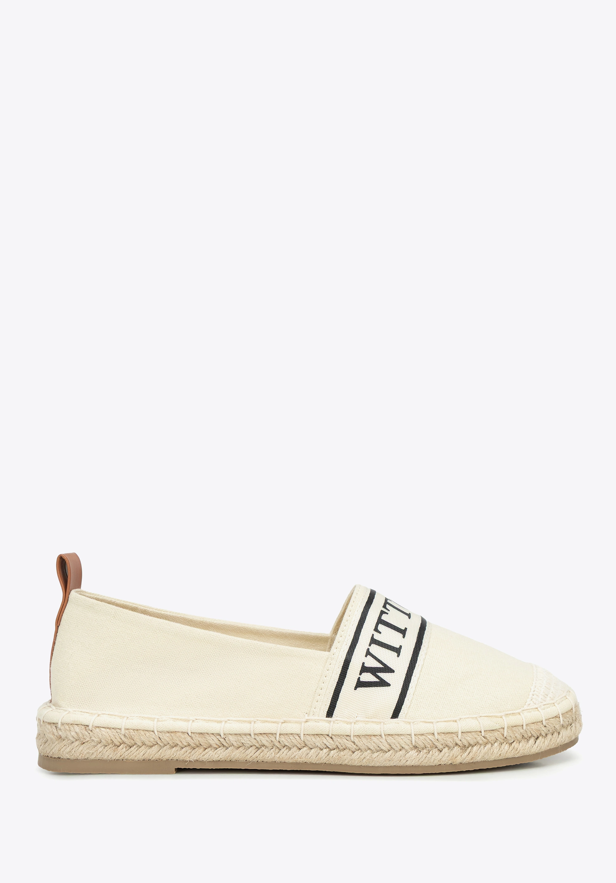 Damskie espadryle z lamówką z logo kremowe