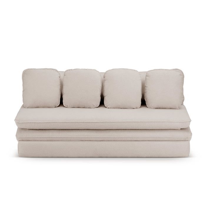 Sofá convertible de 3 plazas NOMA en tejido bouclé beige