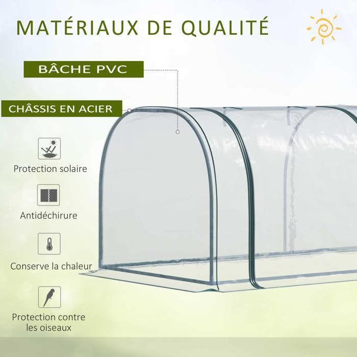 Outsunny - Invernadero de jardín - Metal - 350x100x80cm - Transparente