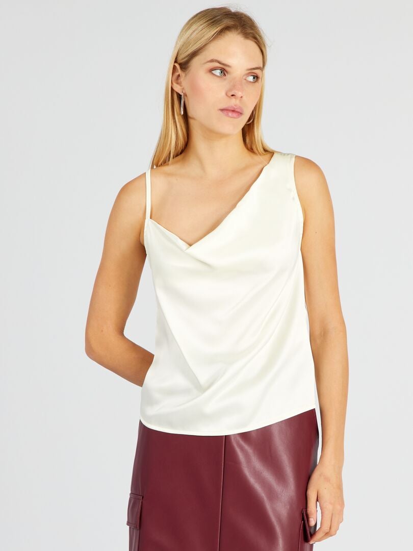 Asymmetrische top met dunne bandjes - WIT