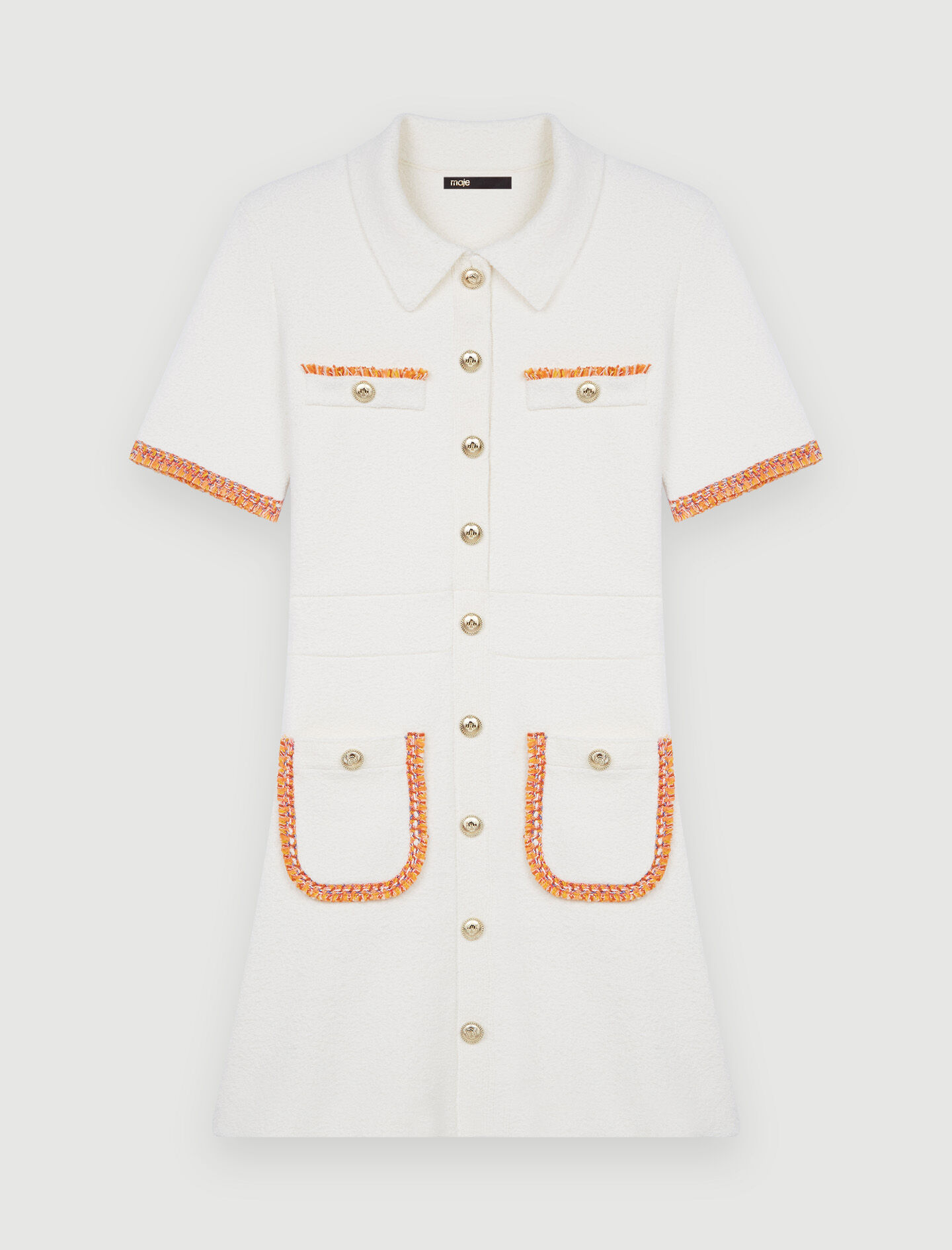Rochie cu garnitură contrastantă - Alb-gălbui