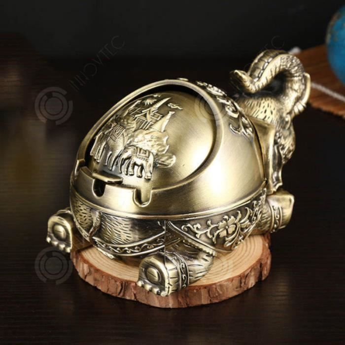 Cenicero práctico con forma de elefante para fumadores INN® con tapa decorativa, accesorio para cigarrillos para uso interior y exterior, adorno anticaída.