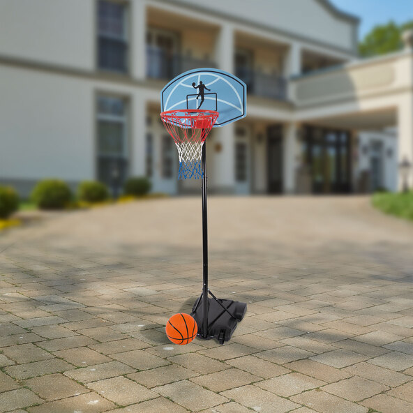 Cesta de basquete com bola