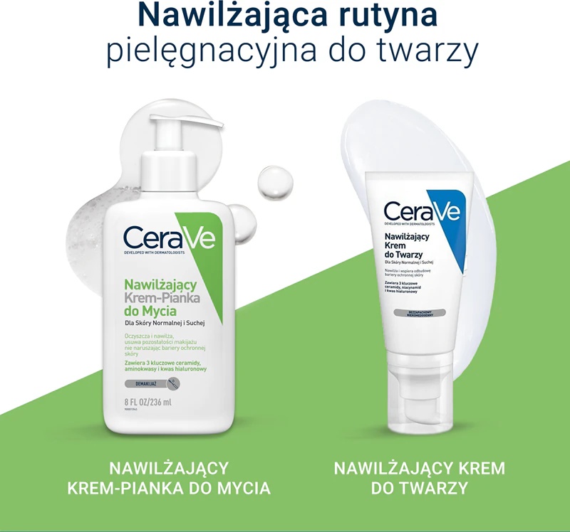 CeraVe Cleansers mitrinošs krēmveida putu tīrīšanas līdzeklis normālai un sausai ādai