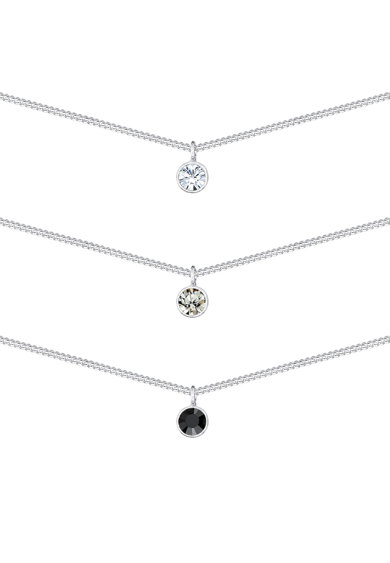 Elli Femmes Choker Couches avec Cristaux en Argent Sterling 925