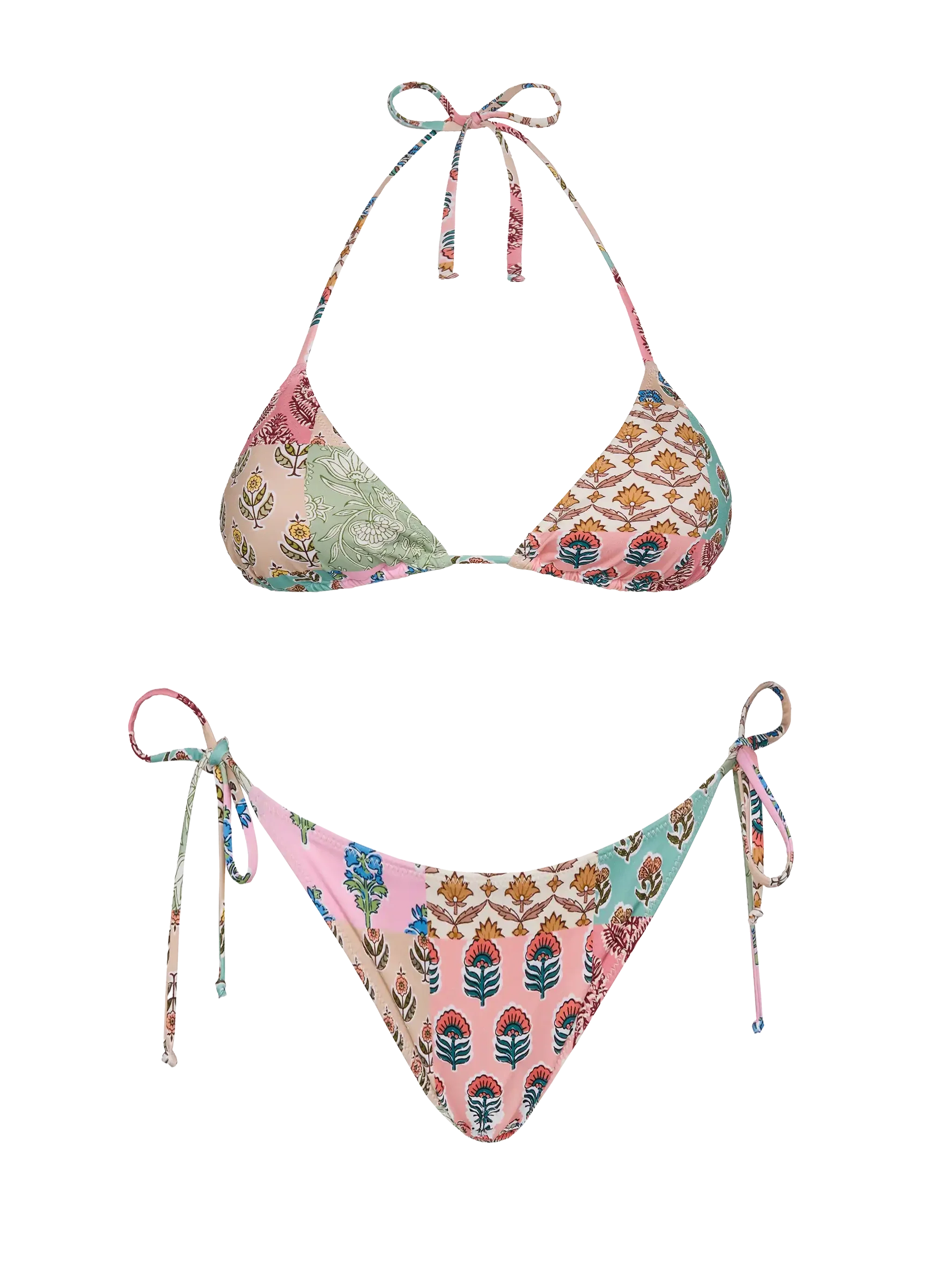 Leah Virgo driehoekige bikini met bloemenprint