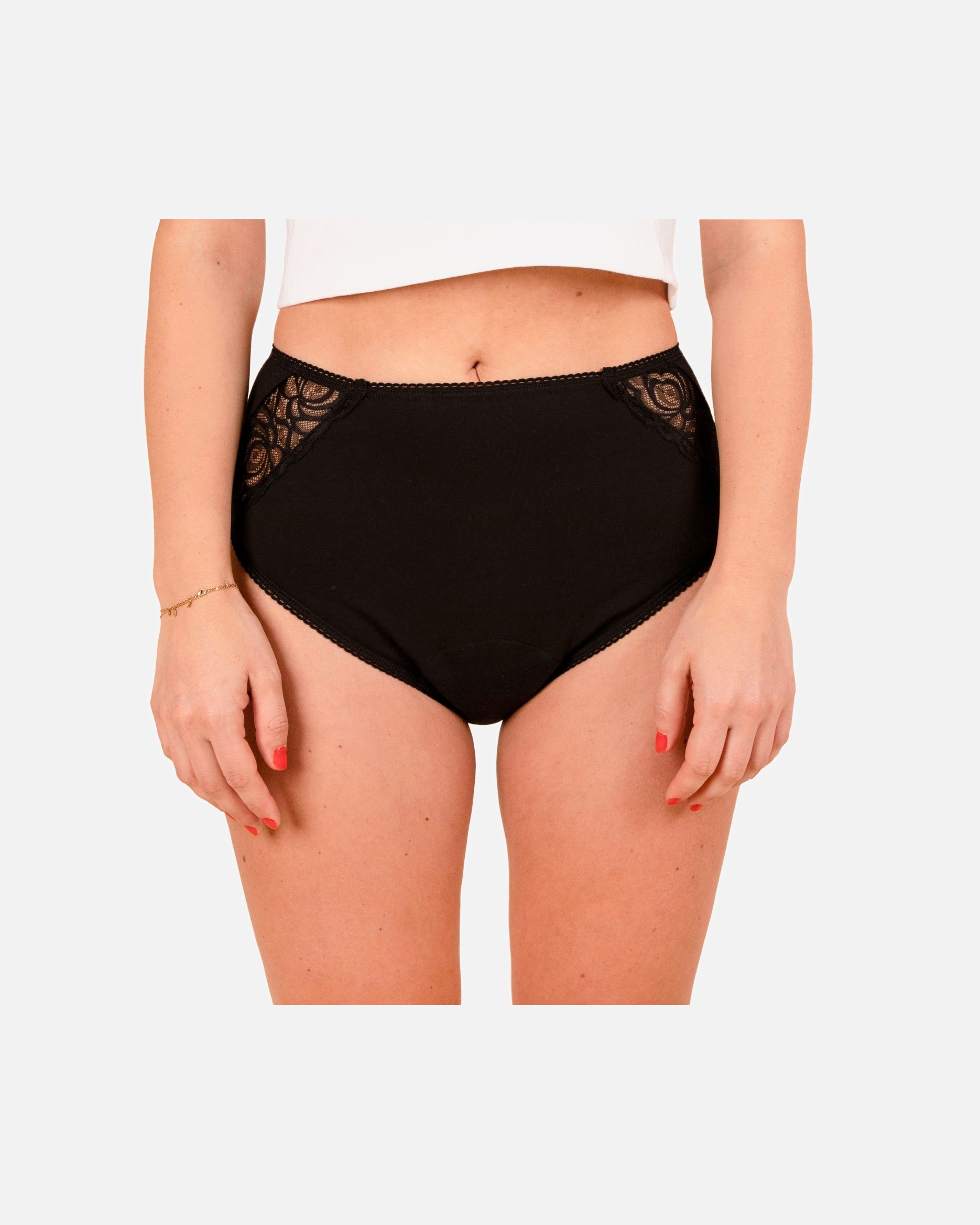 jho Culotte menstruelle noire taille haute flux abondants