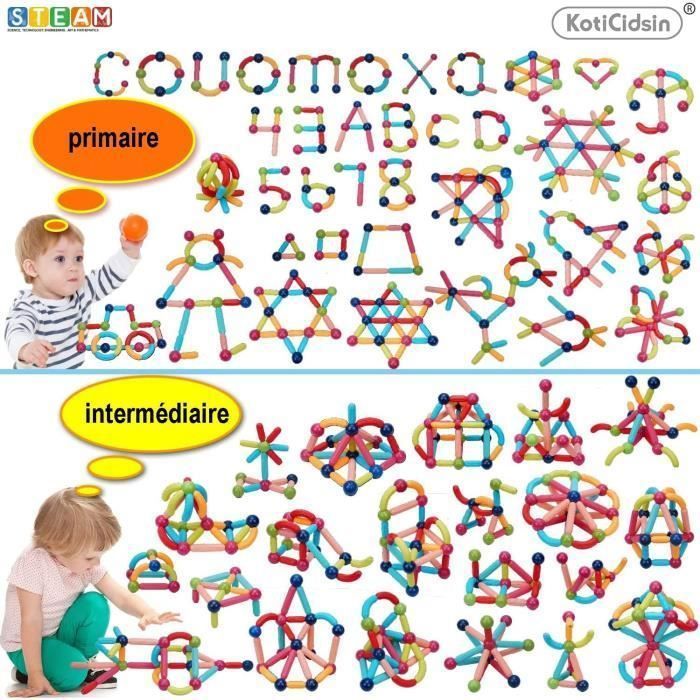 Set di costruzioni magnetiche - KotiCidsin - 68 pezzi - Multicolore - Plastica ABS - Età 3 anni e oltre