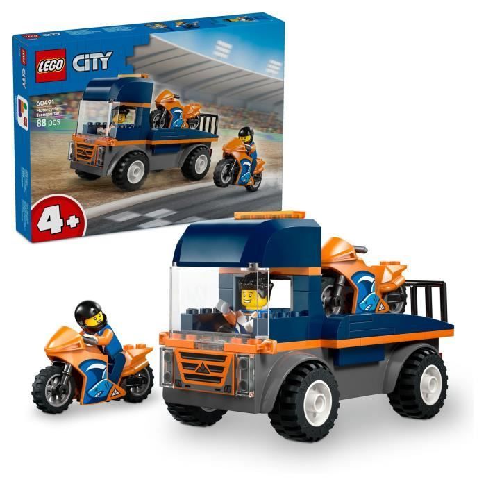 LEGO City 60491 Le Transporteur de Motos - Jouet de Construction dès 4 ans - Idée Cadeau