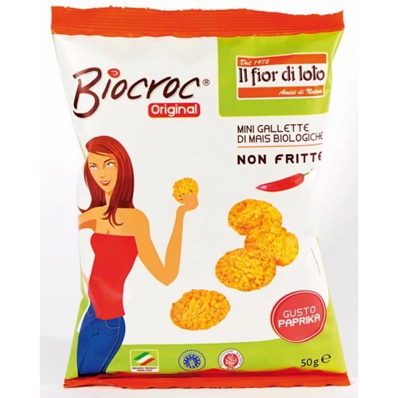 Lotusbloem BioCroc Mini maiscrackers met paprikasmaak 40 g