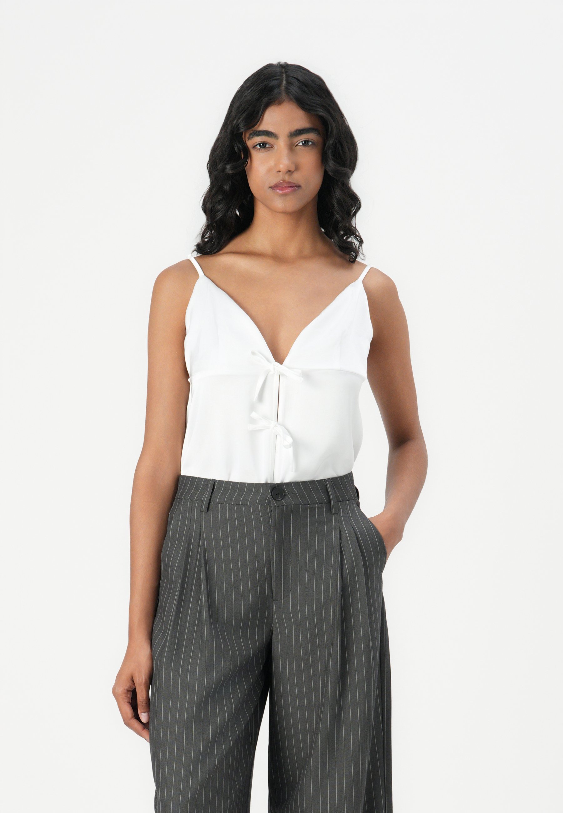 JDY JDYGRACE RIVER WIDE PANT - Pantaloni - grigio scuro/cloud dancer
