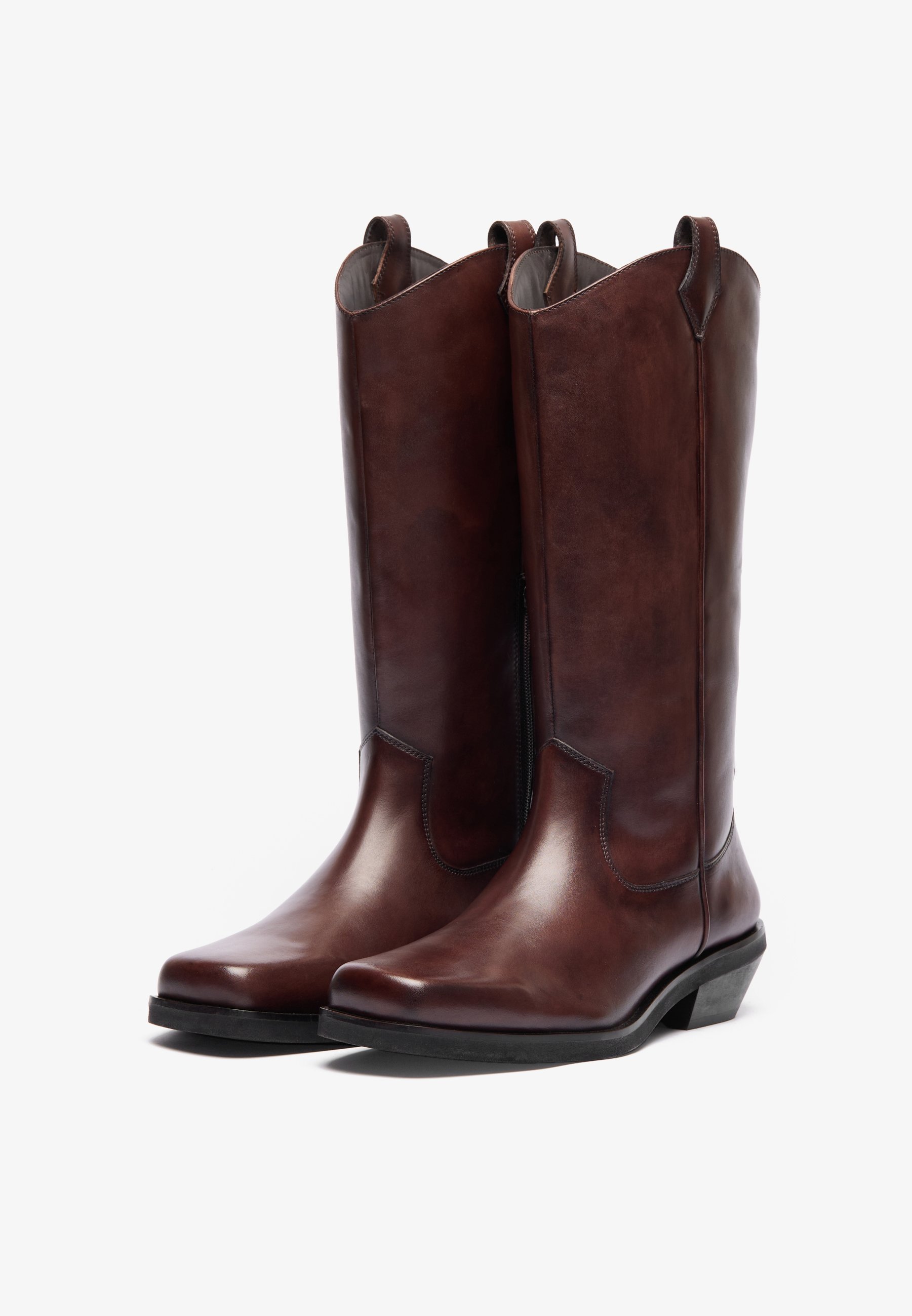 Bottes unisexes Zign Studio - style cowboy/motard - marron foncé