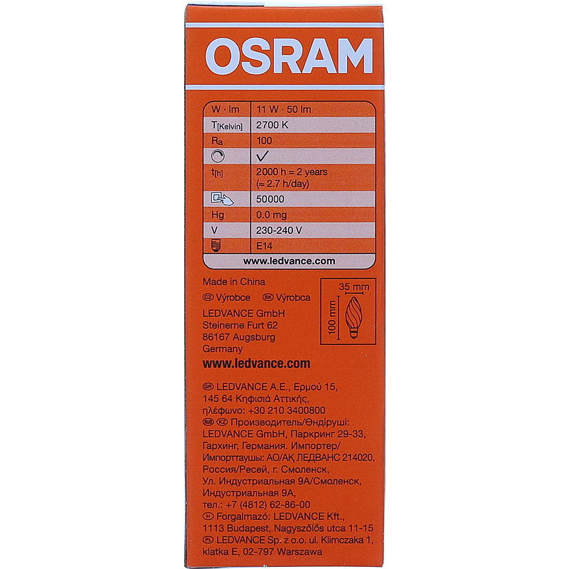 Osram padre 11W E14 Classic BW, Mignon Osram