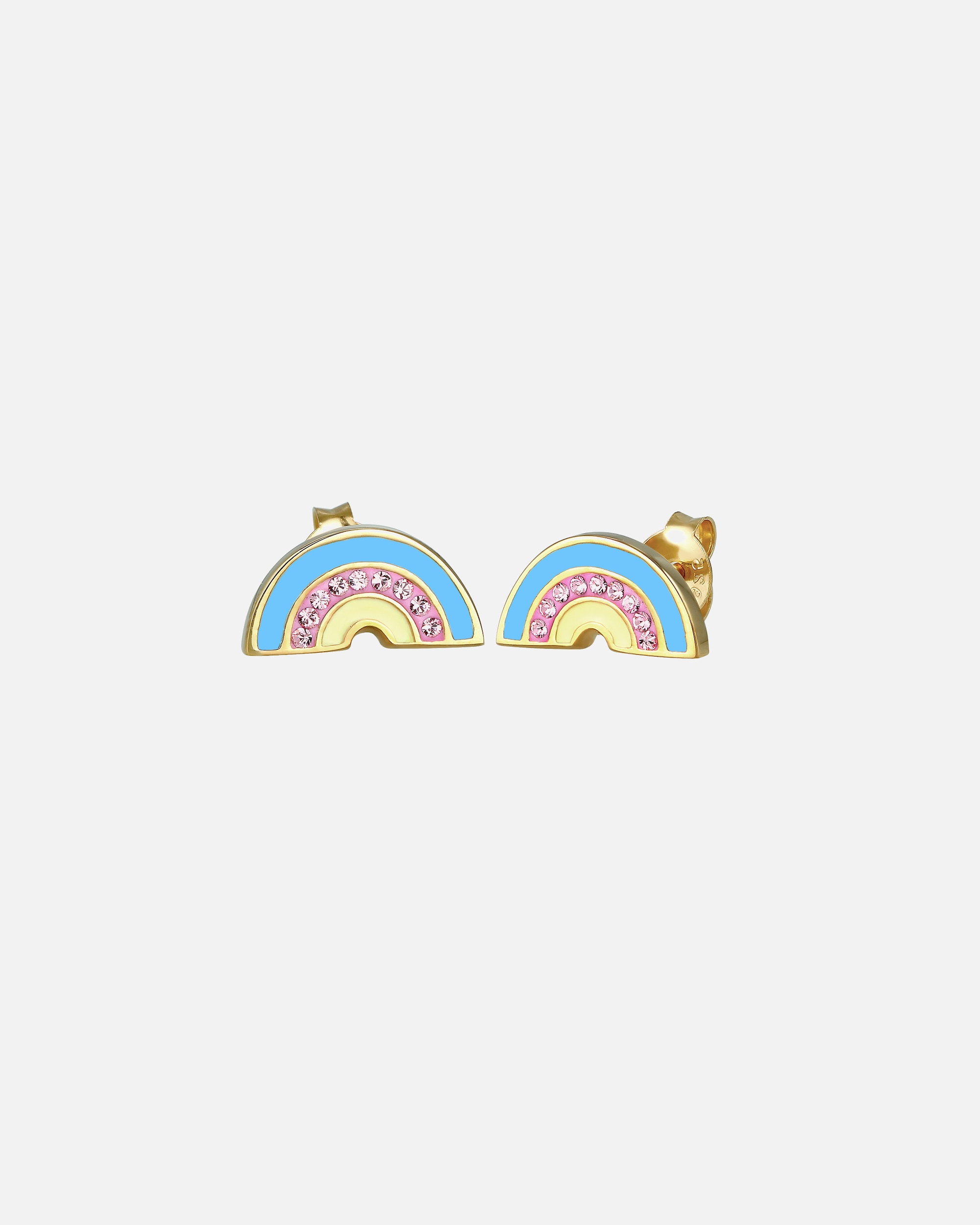 Elli Arc-en-Ciel avec Cristaux Clous d'Oreilles Enfants-Plaqué Or Argent (925/1000)