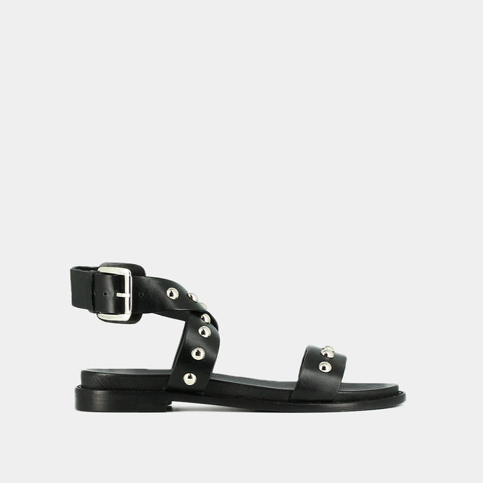 Sandales à brides croisées  en cuir noir
