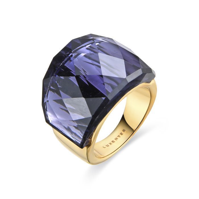 Ring - Luxenter - Fadino - 18k yellow gold finish - Hydrothermal Quartz Onyx - Purple