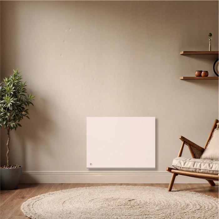 WiFi-connected fixed electric radiator with dry ceramic inertia - BESTHERM - NESSA CONNECT 1000W - horizontal white - NF