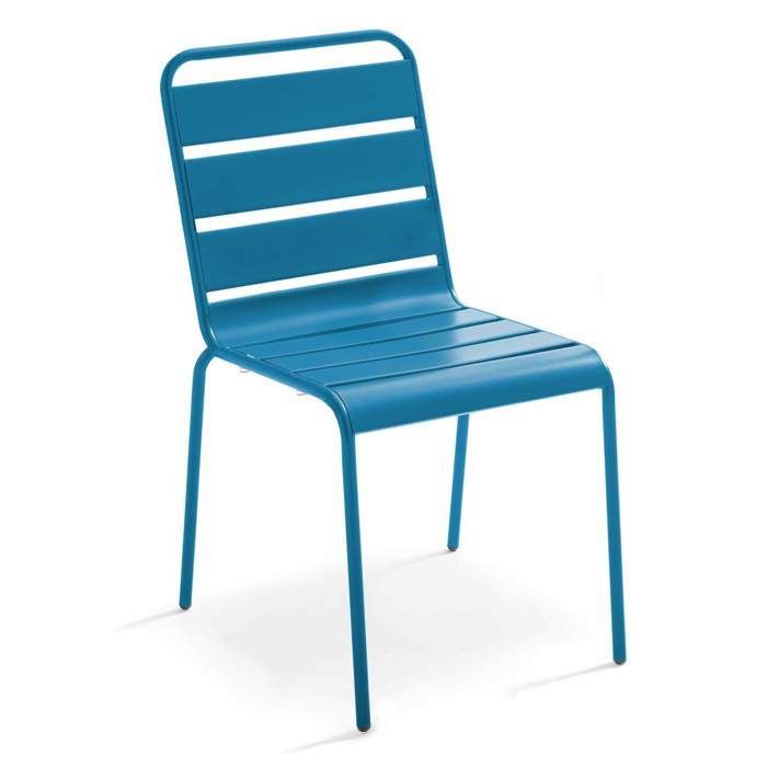 Ensemble table de jardin et 8 chaises en métal bleu pacific  Palavas, Oviala