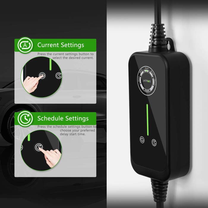 JATRHG EV Charger 7M 3.6KW-1.5KW 16A|13A|10A|8A Type 2 Portable Electric Car Charging Cable Switchable Current EV Charger