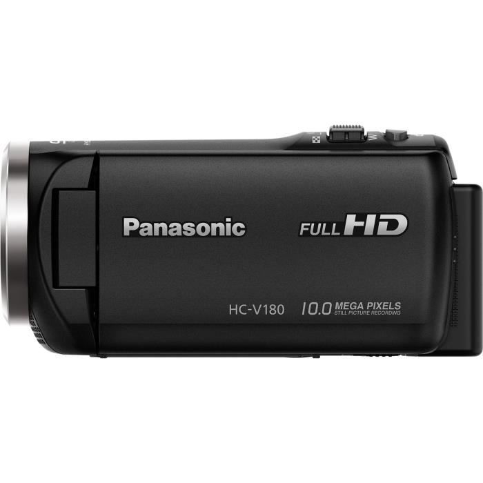 Panasonic V180 | Caméscope Full HD 50p, Zoom optique 50x, Grand Angle 28mm, Écran tactile, Stabilisé, Zoom intelligent 90x - Noir