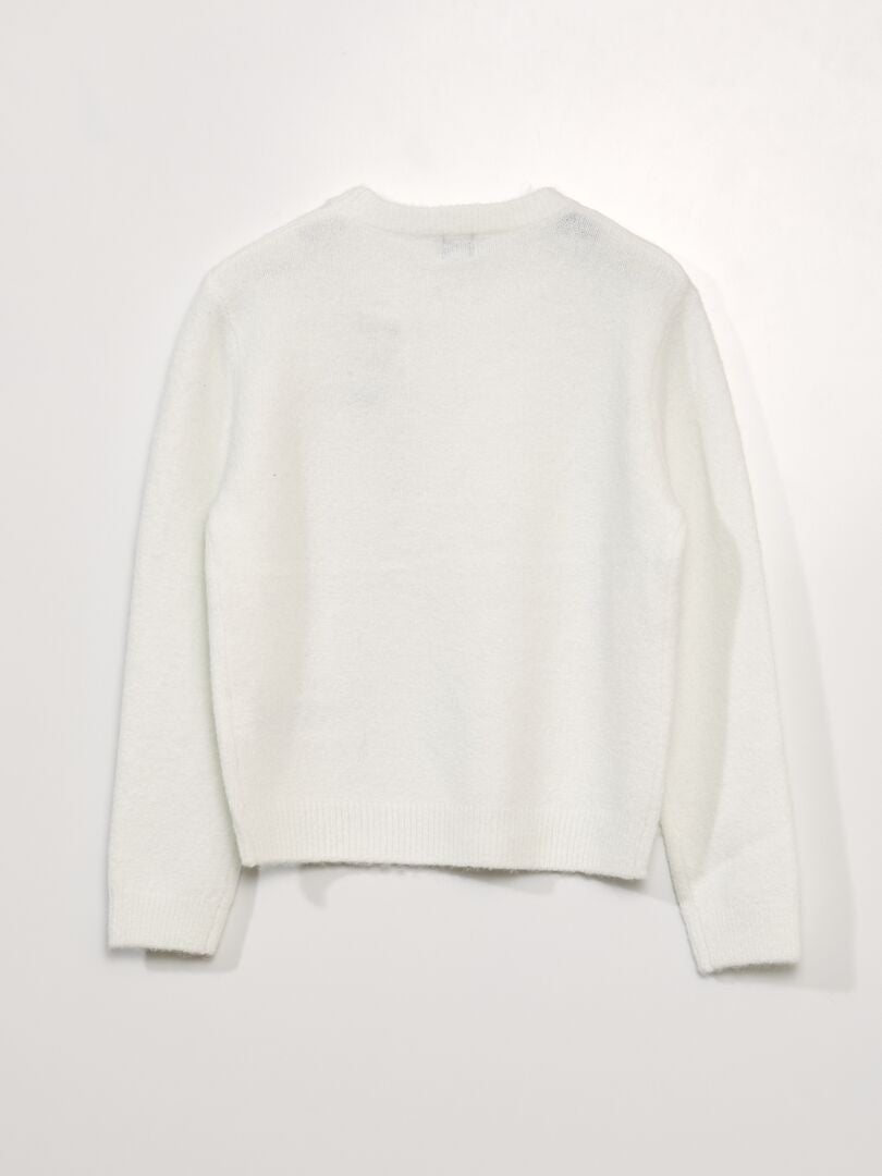Sweter dzianinowy - BIAŁY