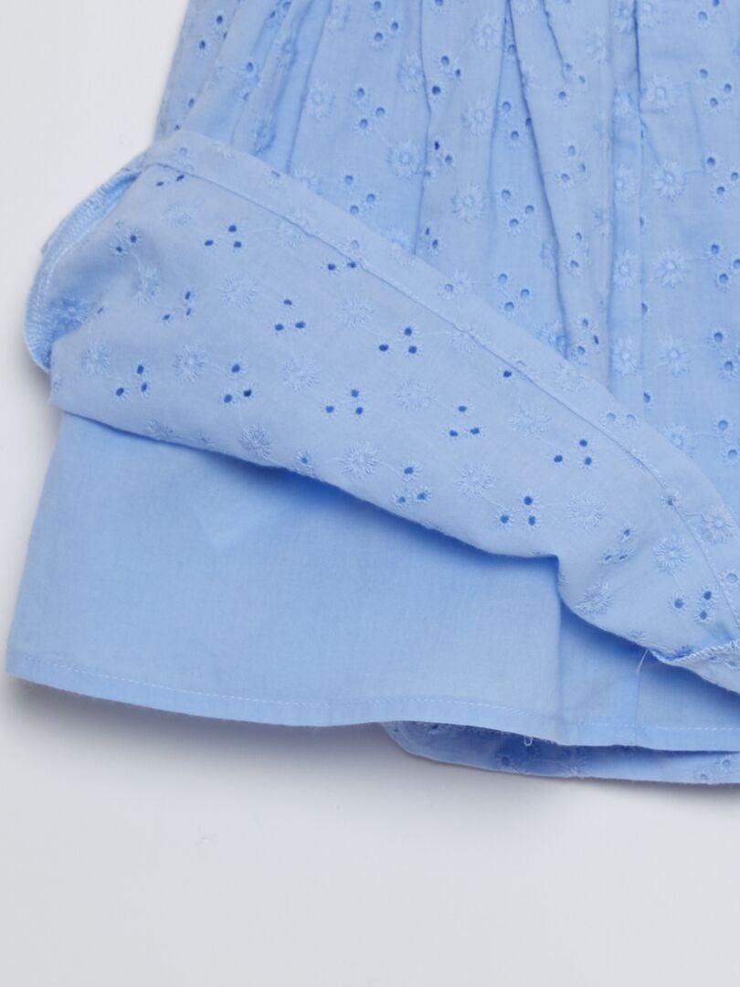Jurk met Engelse borduursteken - BLAUW