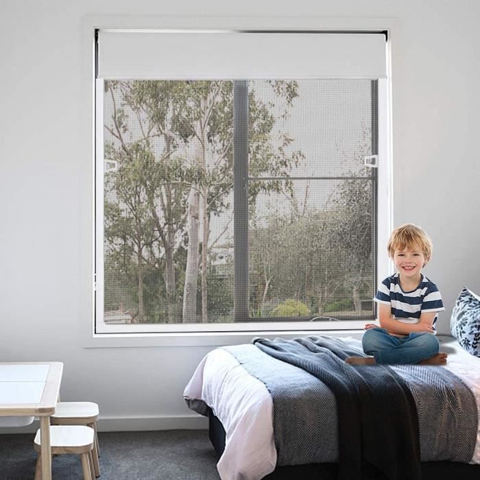 Mosquitera - Aufun - 80 x 100 cm - Aluminio blanco - Malla de fibra de vidrio - Ajustable