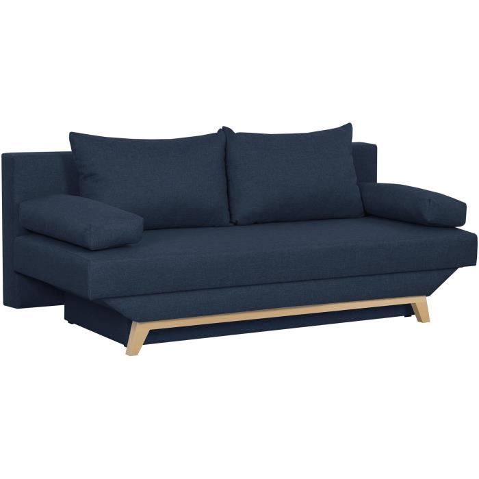 TEIJO 3-personers sovesofa med opbevaringsrum - Blåt stof - B187 x D91 x H82 cm