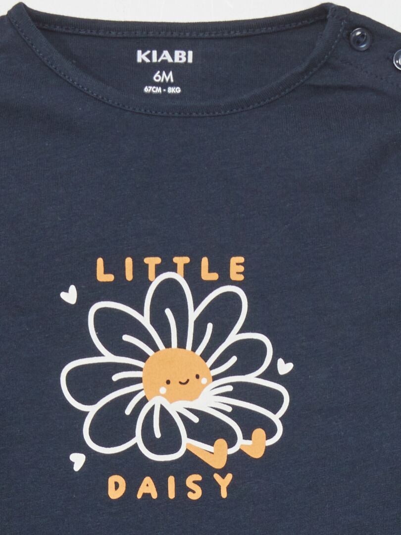 Bedrukt T-shirt met lange mouwen - Marineblauw