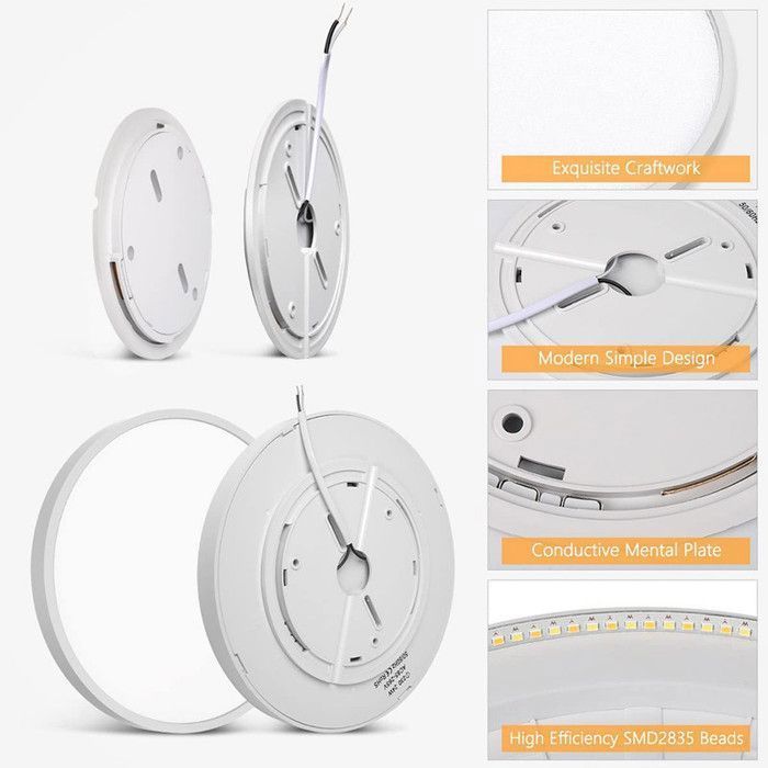 Lámpara de techo LED de color ajustable - Lámpara de baño - Redonda moderna ultrafina para cocina, dormitorio, sala de estar, 38W Ø40cm