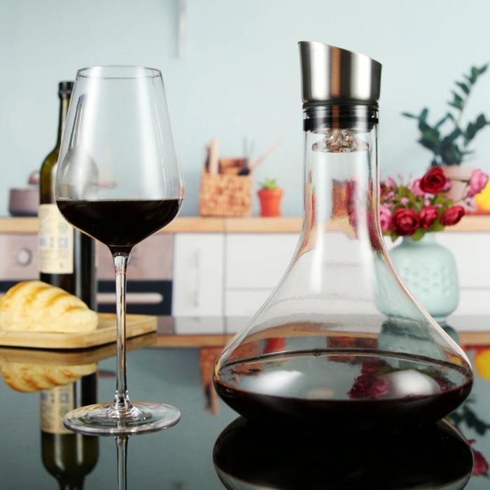 Decanter - CULINOREA - 26 x 19.5 x 5 cm - Glass - Ample aeration - With filter - Wine accessory - Gift