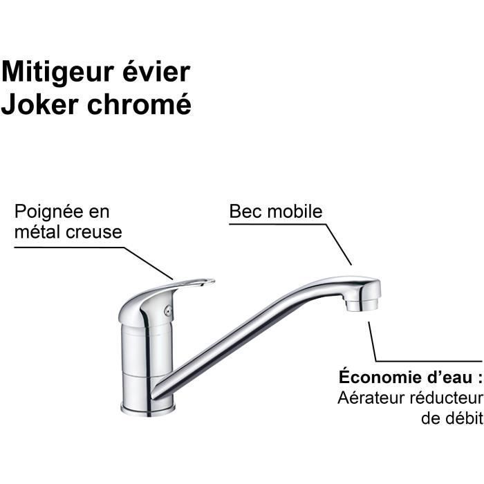Kitchen sink mixer tap - Chrome - Reduced flow - Swivel spout - JOCKER - EDOUARD ROUSSEAU