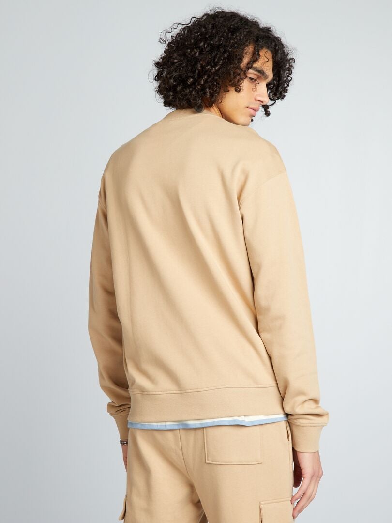 Sudadera de cuello redondo con detalle - BEIGE