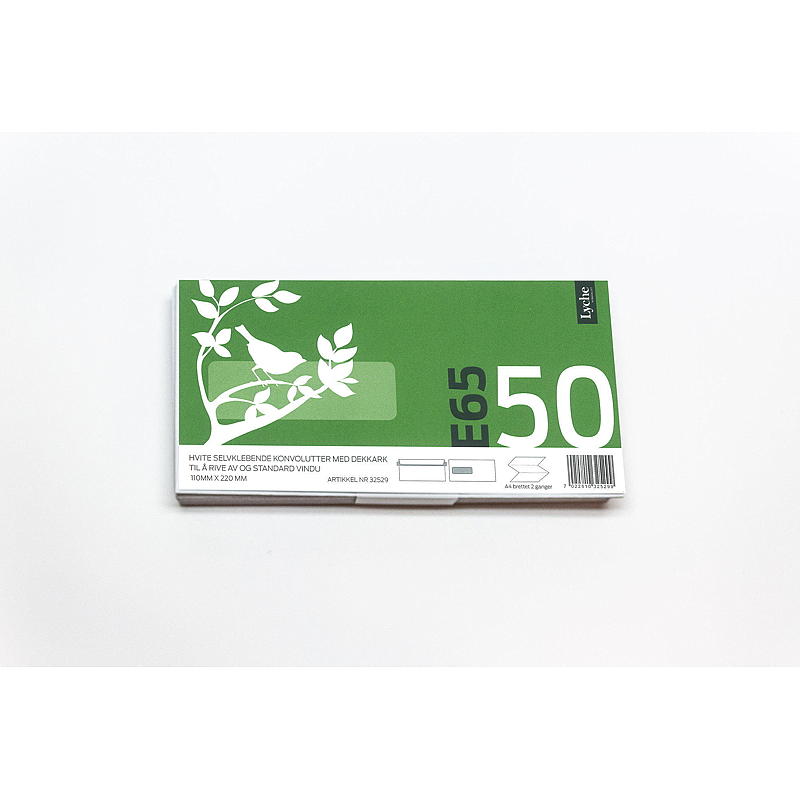Sobres para bong E65, paquete de 50 unidades con ventana