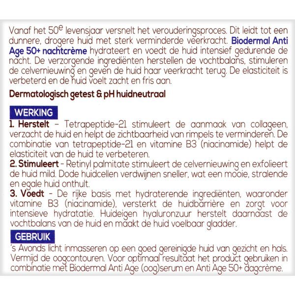 Biodermal Anti Age 50+ noćna krema<br>50ml - Zrela koža