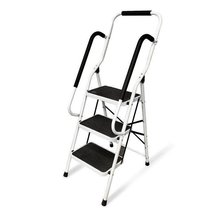 Escada de 3 degraus BM TOOLS BMT-ESC-3-MC com corrimão - Escada multiuso para uso interno e externo