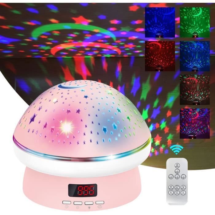Sterrenhemelprojector nachtlampje voor meisjes - Roze - 360° draaibaar - Afstandsbediening met timer Roze nachtlampje