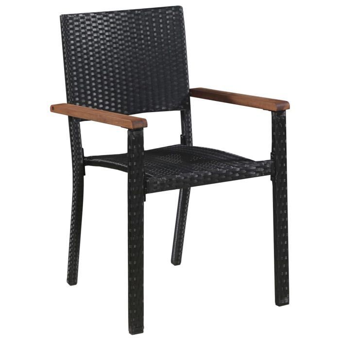 Conjunto de comedor de jardín - BURKE - 3 piezas - Madera maciza de acacia - Resina tejida - 85x85x74 cm (mesa)