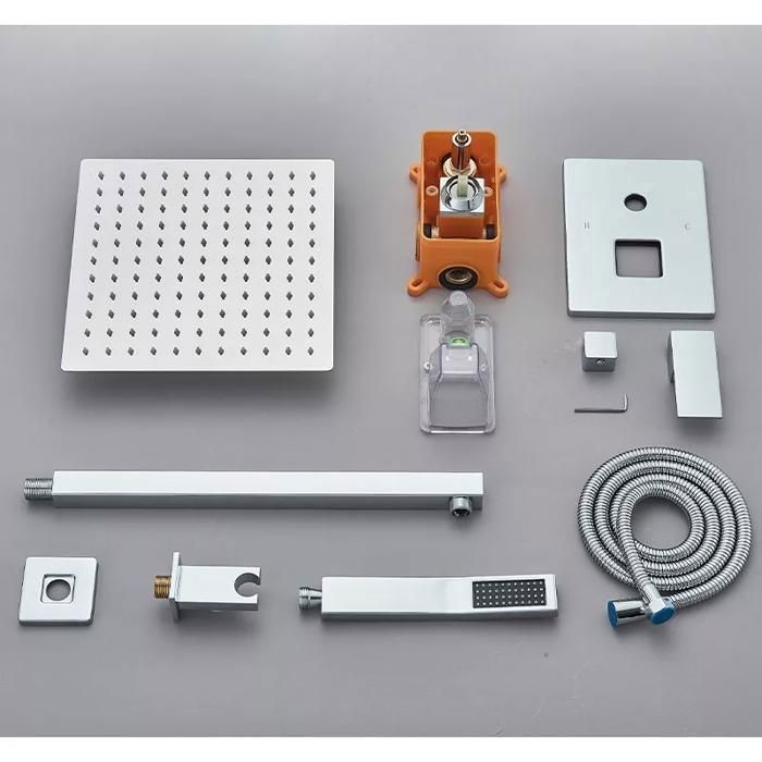 Recessed Shower Column - Recessed Shower Mixer Set - 30cm Square Shower Head Suguword