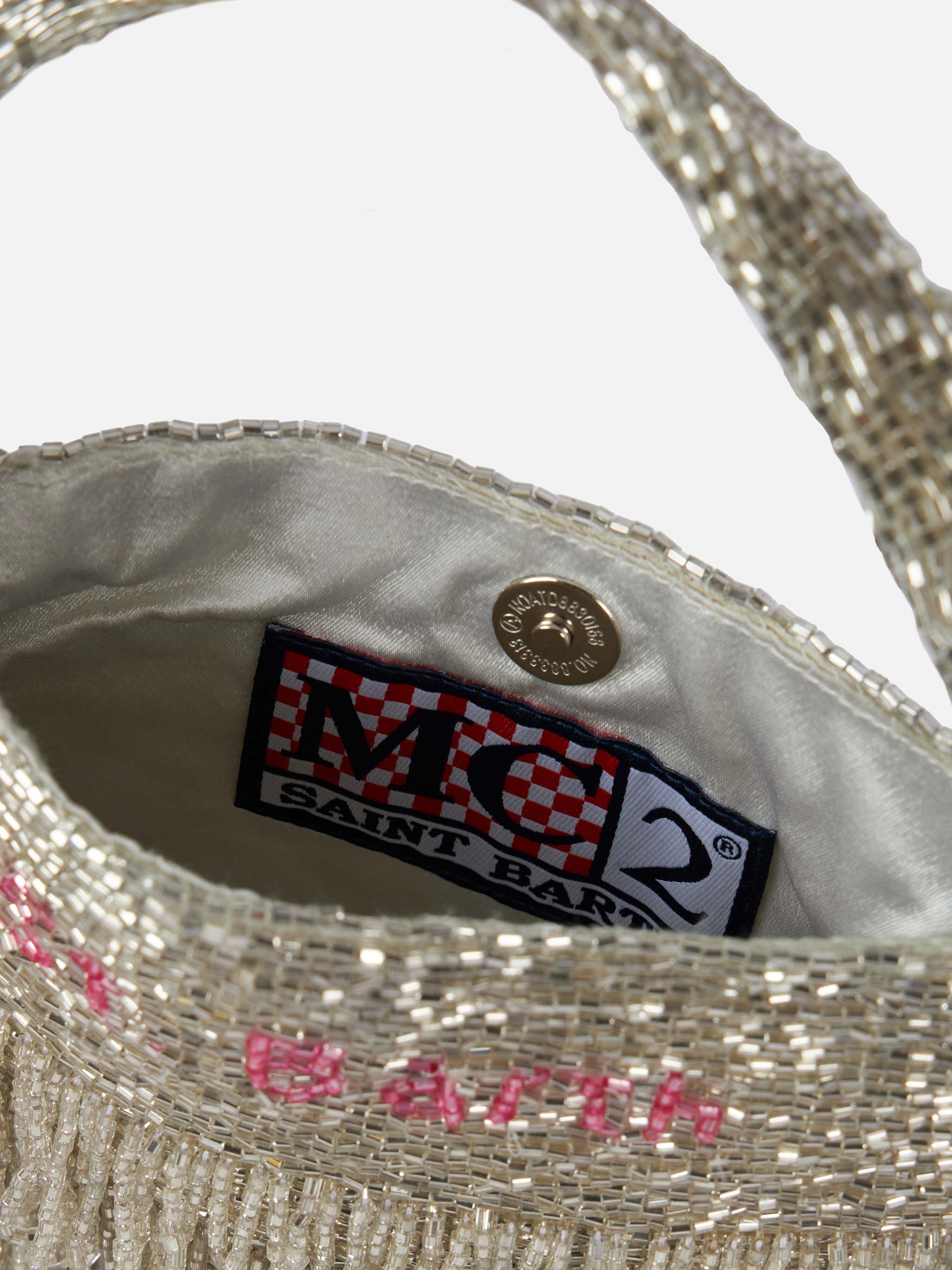 Mini tasje glanzend zilver met parelmoerglans