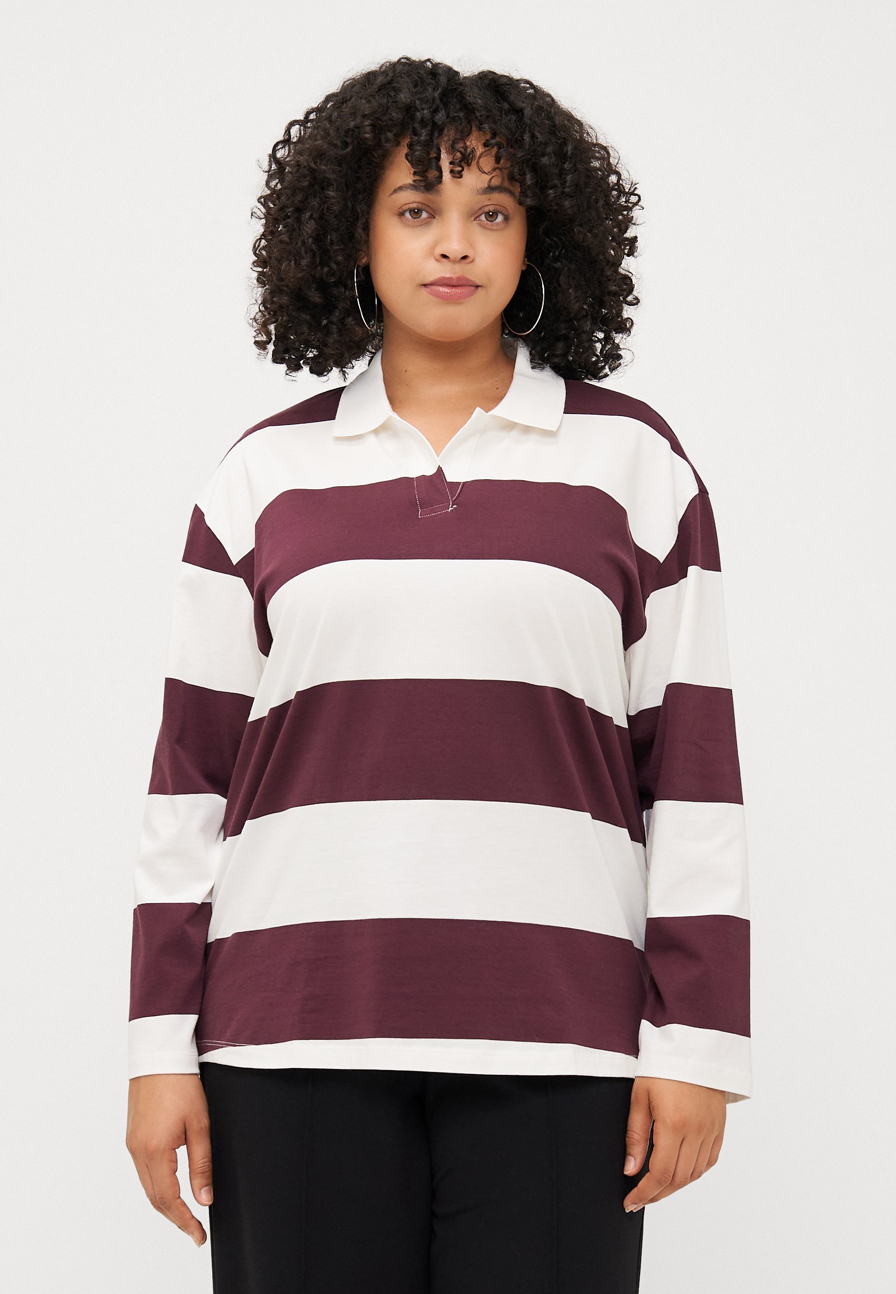 Vero Moda Curve VMCMOLLY - Poloshirt - wijnproeverij/sneeuwwit