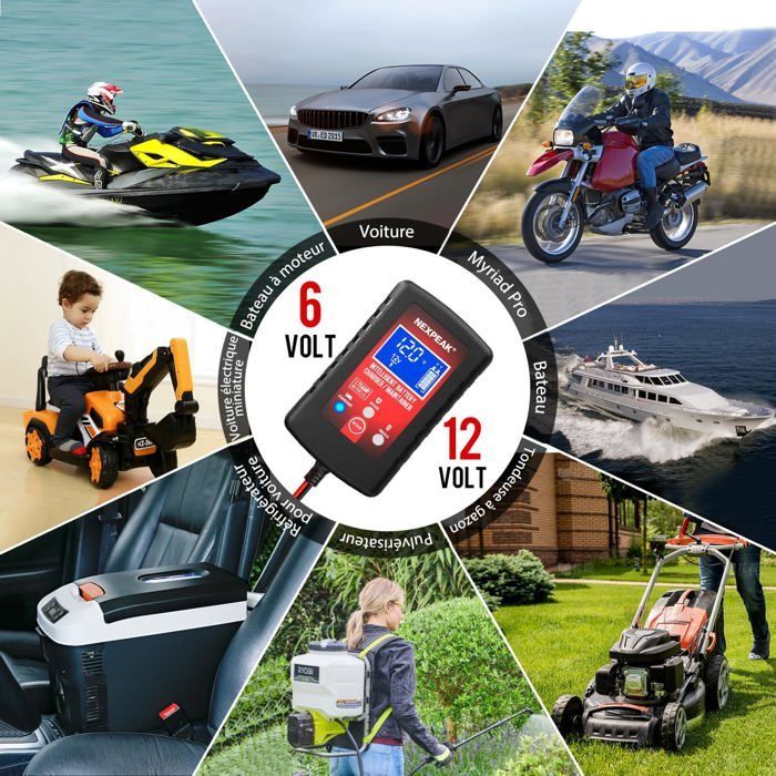 Cargador de batería para coche de 1,75 A, 6 V y 12 V, cargador de batería inteligente totalmente automático, cargador de mantenimiento