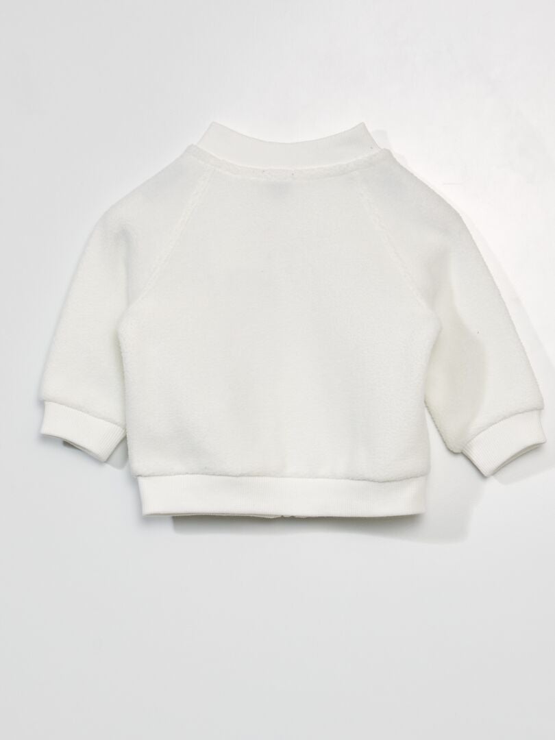 Moletom com capuz e zíper em sherpa - BRANCO