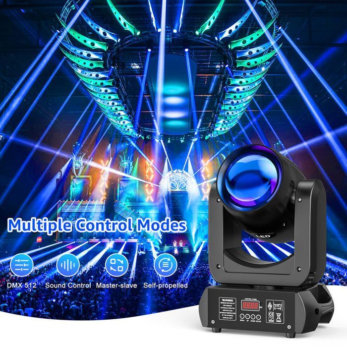 UKing Faro da palcoscenico DMX512 da 250W - Testa mobile a LED con fascio luminoso, GOBO e prisma da 18