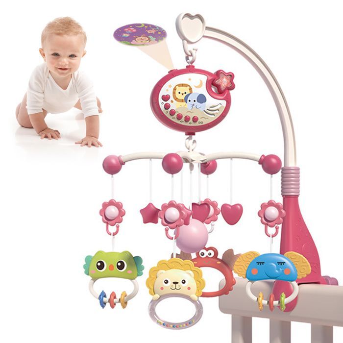 TTLIFE Musical Baby Crib Mobile, 360° Rotating Baby Crib Mobile with Star Projection, Animal Rattles Baby Toys