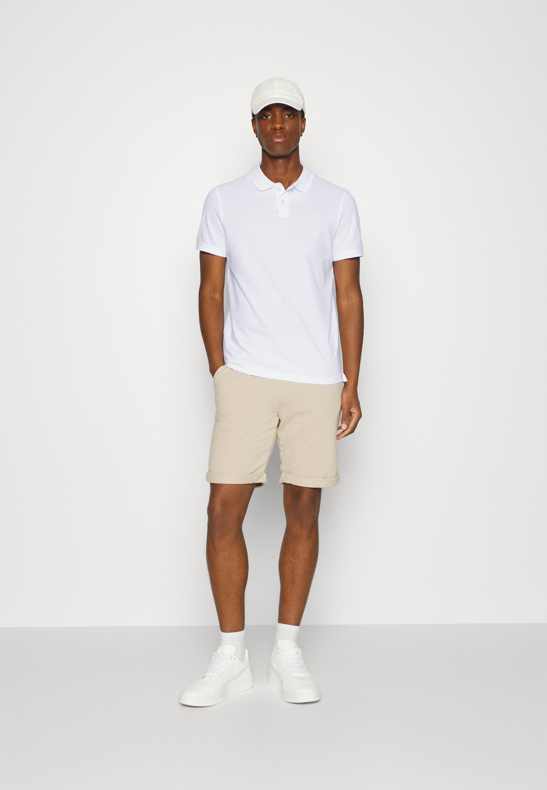 Pier One 3 PACK SLIM - Polo tričko - bordová/biela/tmavomodrá